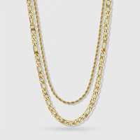 5mm Figaro + 3mm Rope Chain Stack