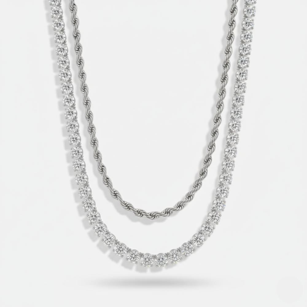 5mm Tennis + 5mm Rope Chain Stack