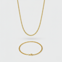 3mm Micro Cuban Link Chain + Bracelet Stack